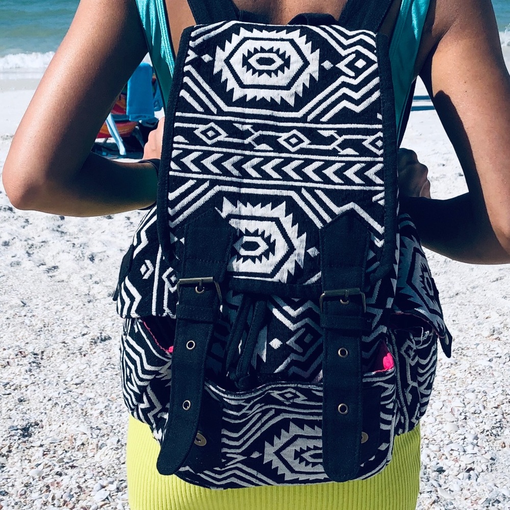 Adjustable Pocket Design Print Backpack Bookbag - image 1